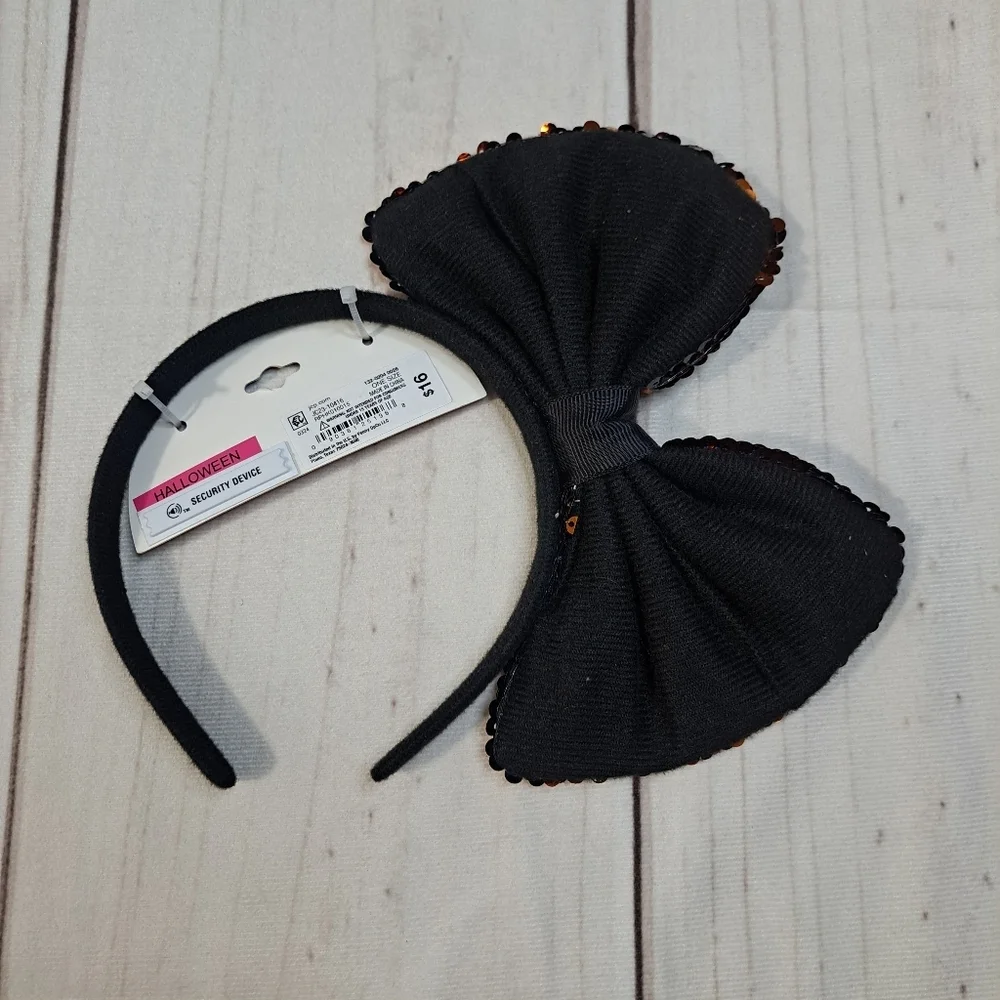Mixit Sequin Halloween Bow Headband - Orange & Black